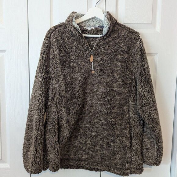 Bianca Women’s Sherpa Pullover Jacket | Brown 1/4 Zip | Size Medium - Picture 1 of 6